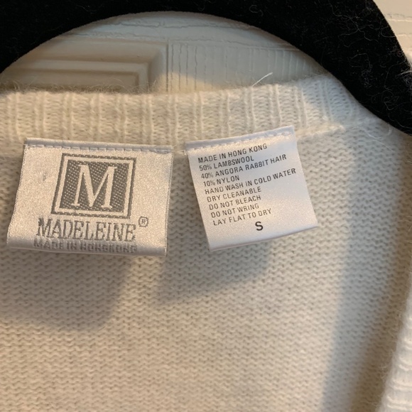 Madeleine Cream/Tan Embellished Cardigan Sweater sz S - Picture 4 of 5